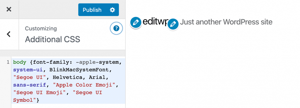 Add system font CSS in WordPress customizer