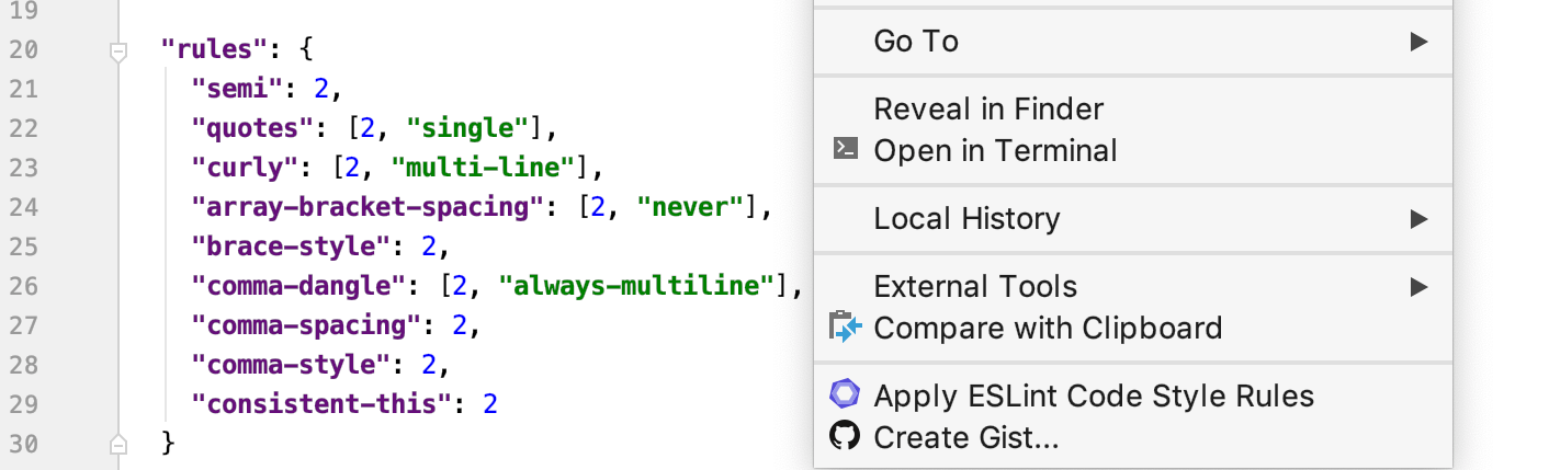 Problems tool window, ESLint. Project Errors tab shows syntax errors in previously opened files across the project