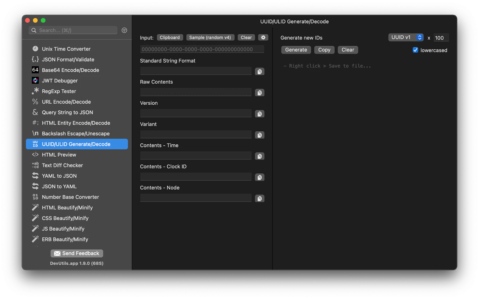 Generate UUID with DevUtils