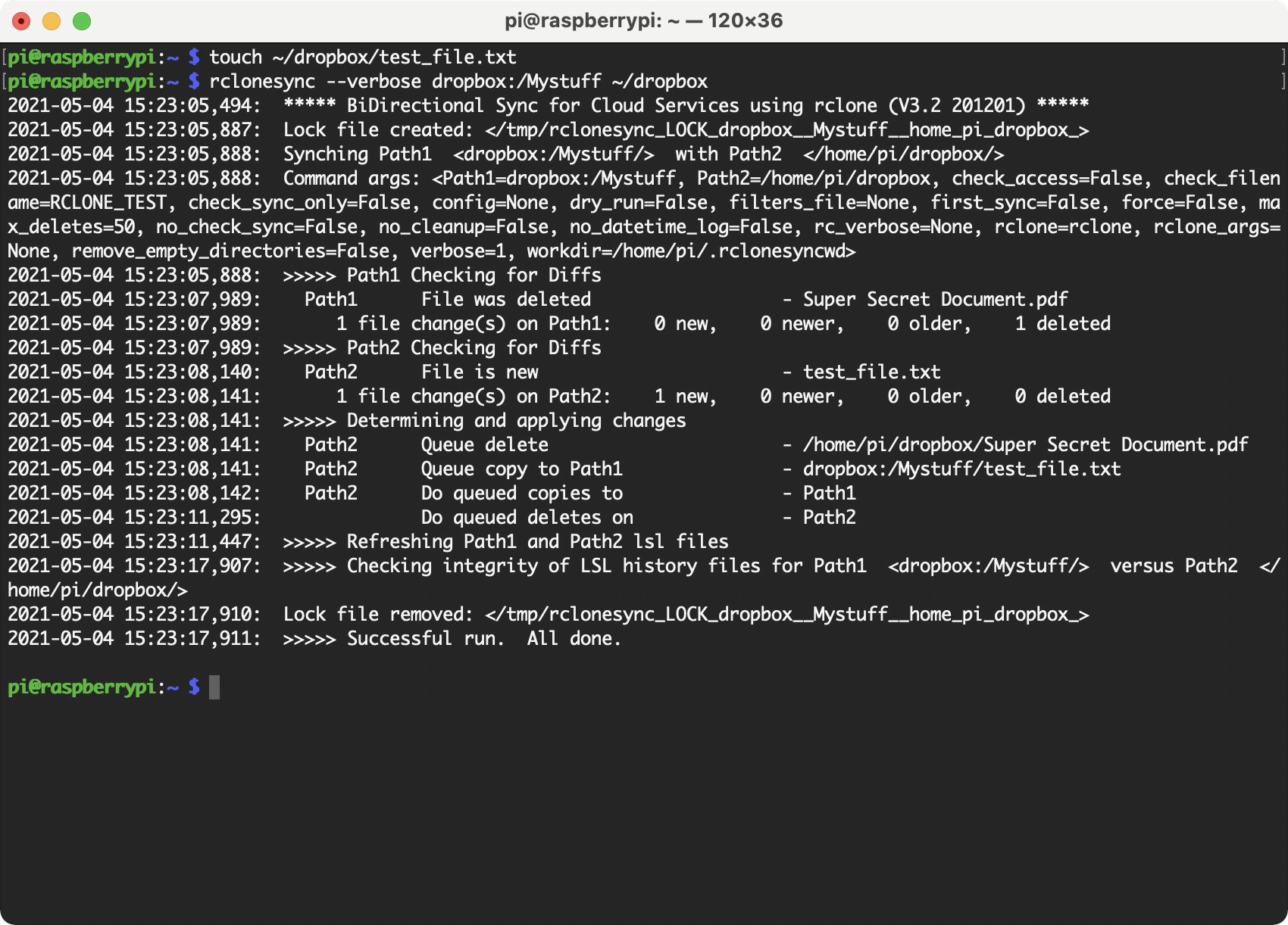 Running rclonesync on Raspberry Pi