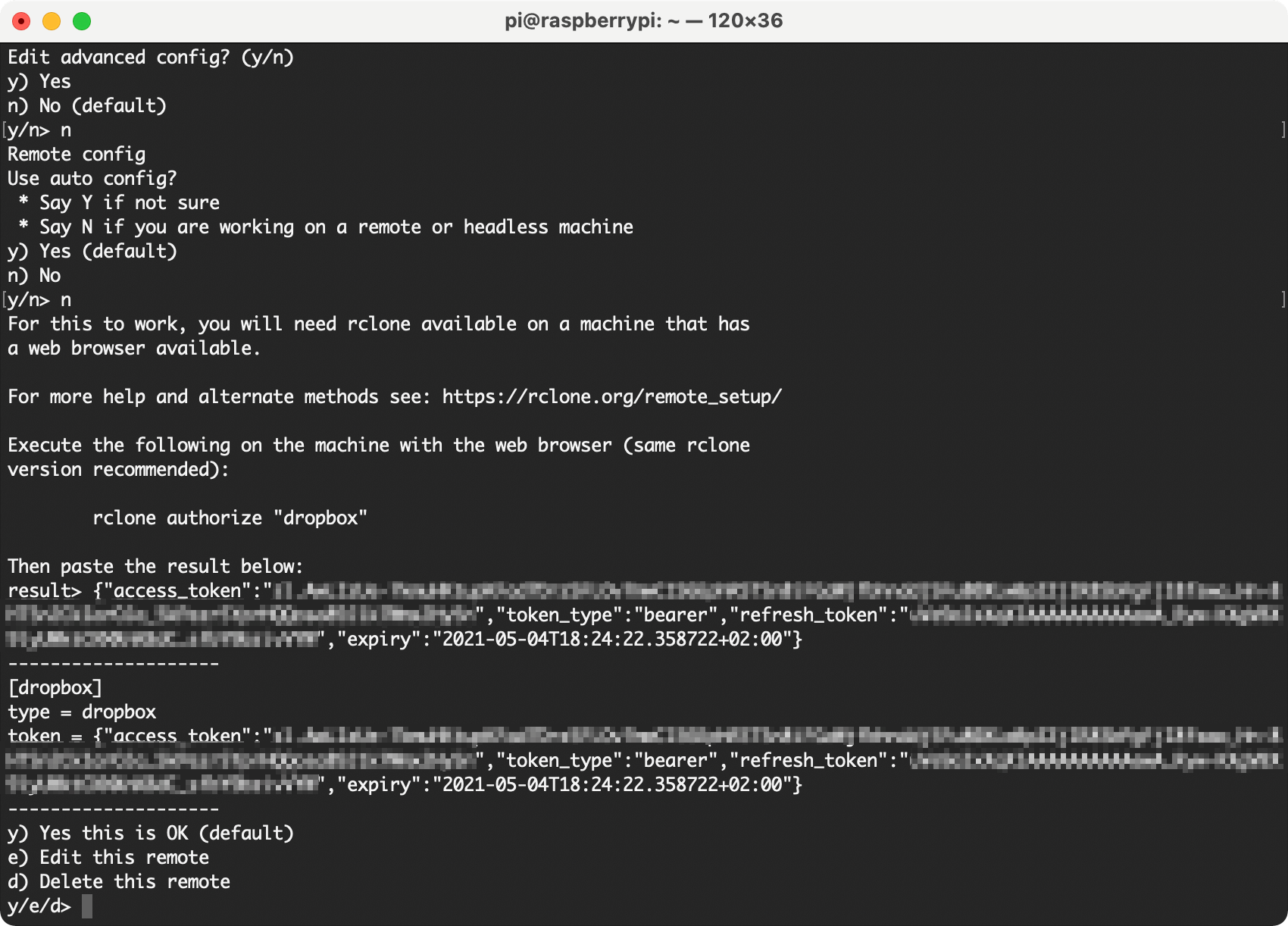 Configuring rclone on a Raspberry Pi