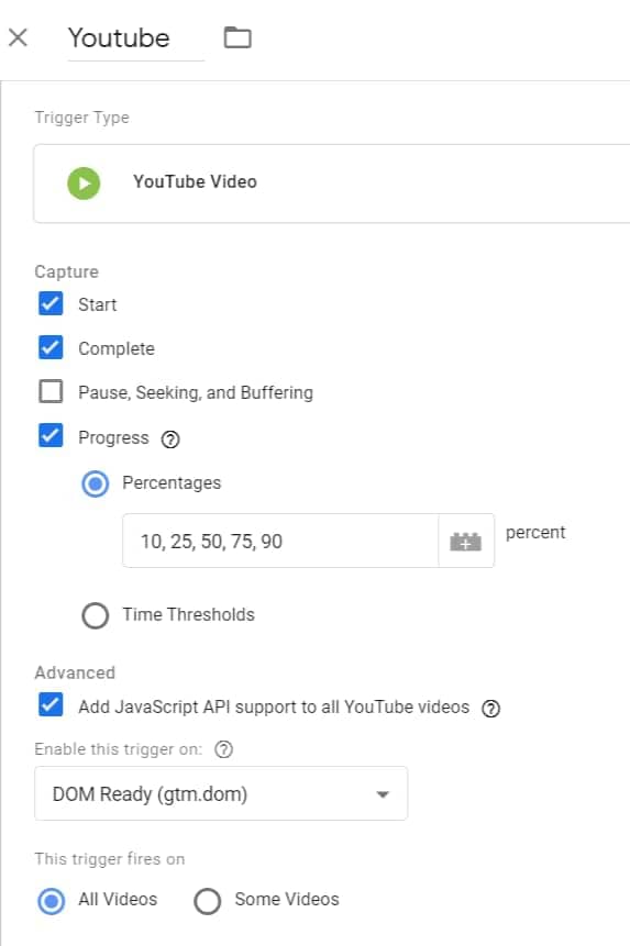 track youtube video with google tag manager