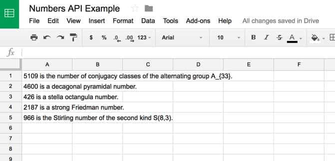 API tutorial for beginners: Random math facts from Numbers API in Google Sheet