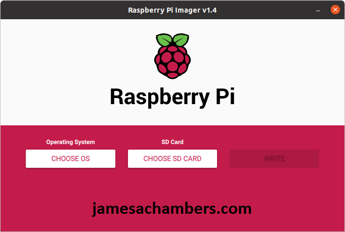 Raspberry Pi Imager - Main Menu