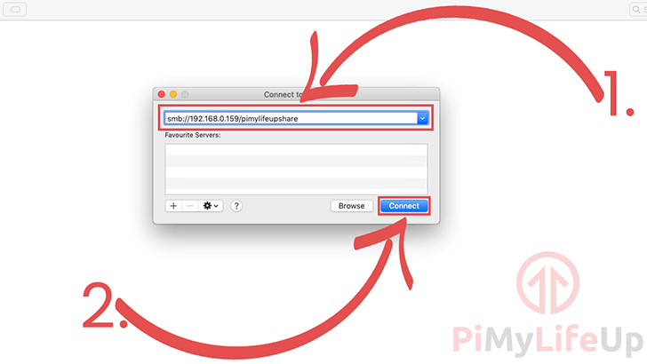 Raspberry Pi Samba Cifs - Mac OS X - 03 Connect to Server dialog