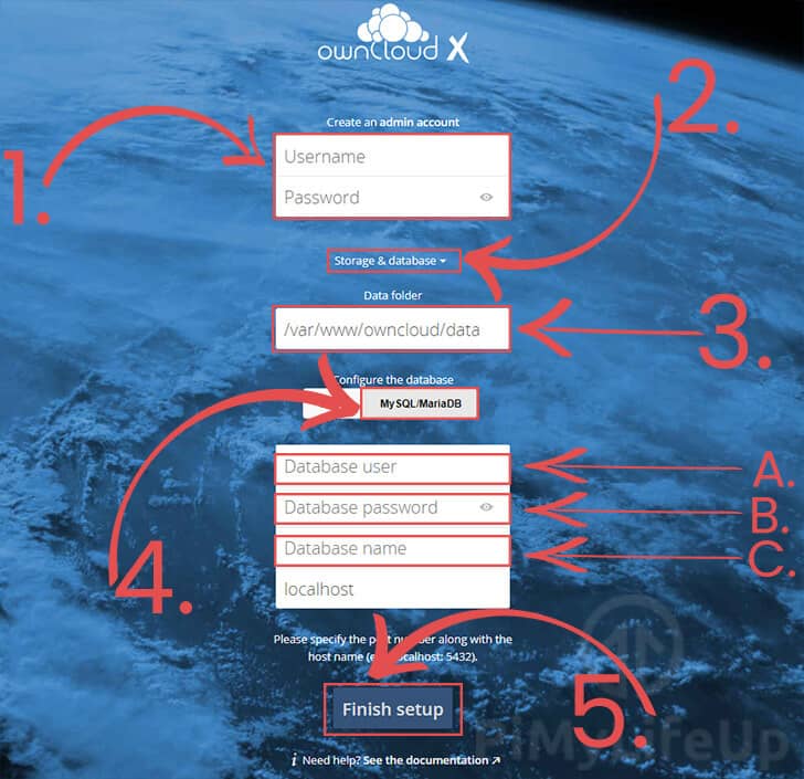 Owncloud Server Setup Configuration Screen