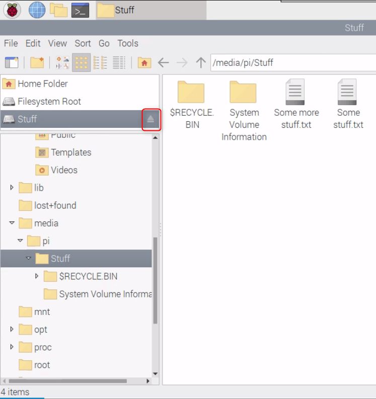 Unmounting a drive on raspberry pi