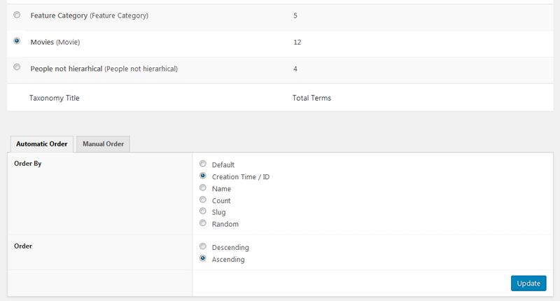 Advanced Taxonomy Terms Order Plugin Interface