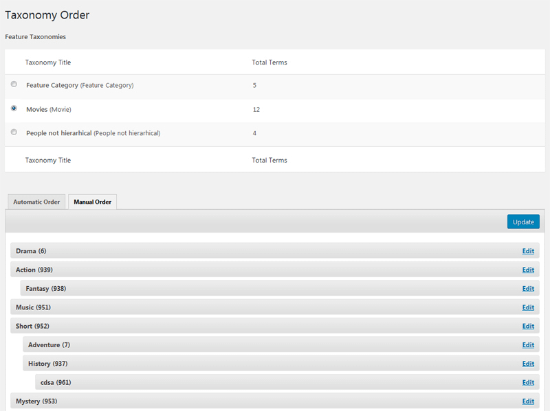 Advanced Taxonomy Terms Order Plugin Interface